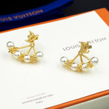 18K Louis Monogram Pearls Earrings
