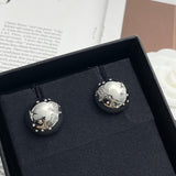 18K CC 24C Star Round Gold Earrings