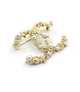 18K CC Pearls Brooch