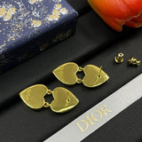 18K CD Double Heart Diamond Earrings