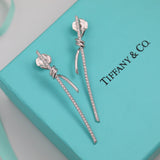18K T Knot Drop Diamonds Earrings