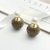 18K CD Diamond & Pearl Gold Earrings