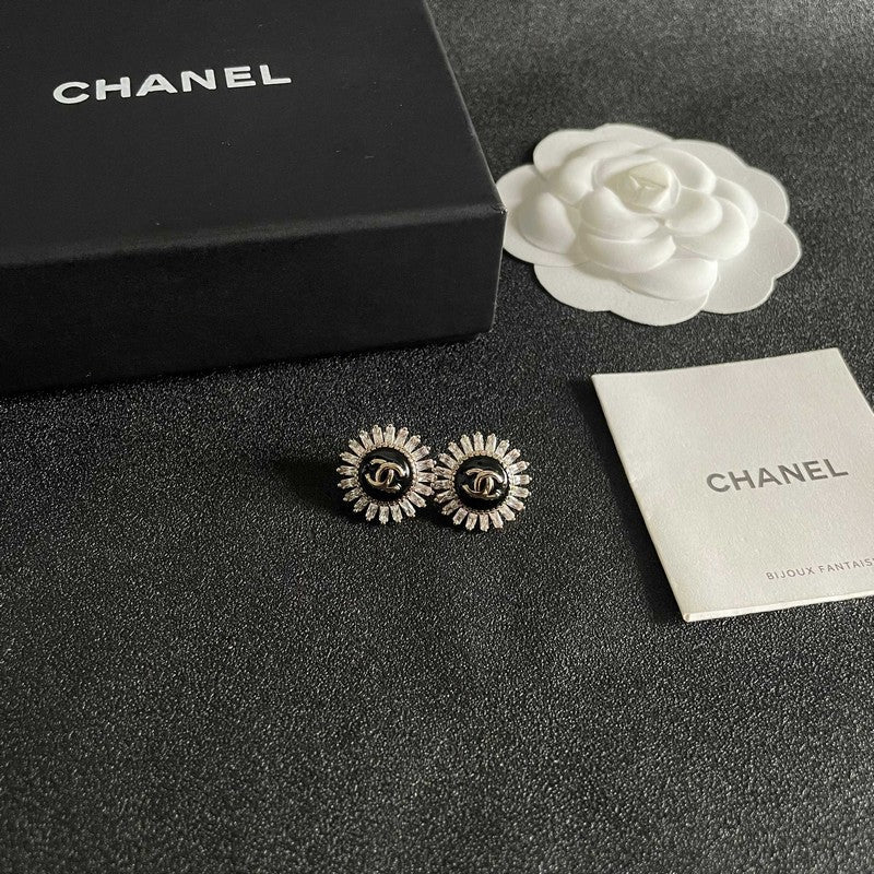 18K CC Vintage Black Diamond Earrings