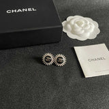 18K CC Vintage Black Diamond Earrings
