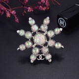 18K CC Flower Crystals Brooch
