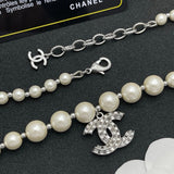 18K CC Pearl Diamond Logo Necklace