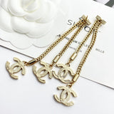 18K CC LongTassel Diamond Earrings
