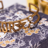 18K CD J¡¯adior Pearls Open Cuff Bracelet