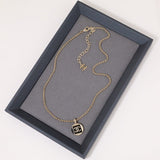 18K CC Black & White Logo Gold Necklace