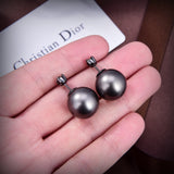 18K CD Tribales Black Resin Pearls Earrings