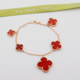 18K Van Cleef & Arpels Magic Alhambra Five Carnelian Motifs Bracelet