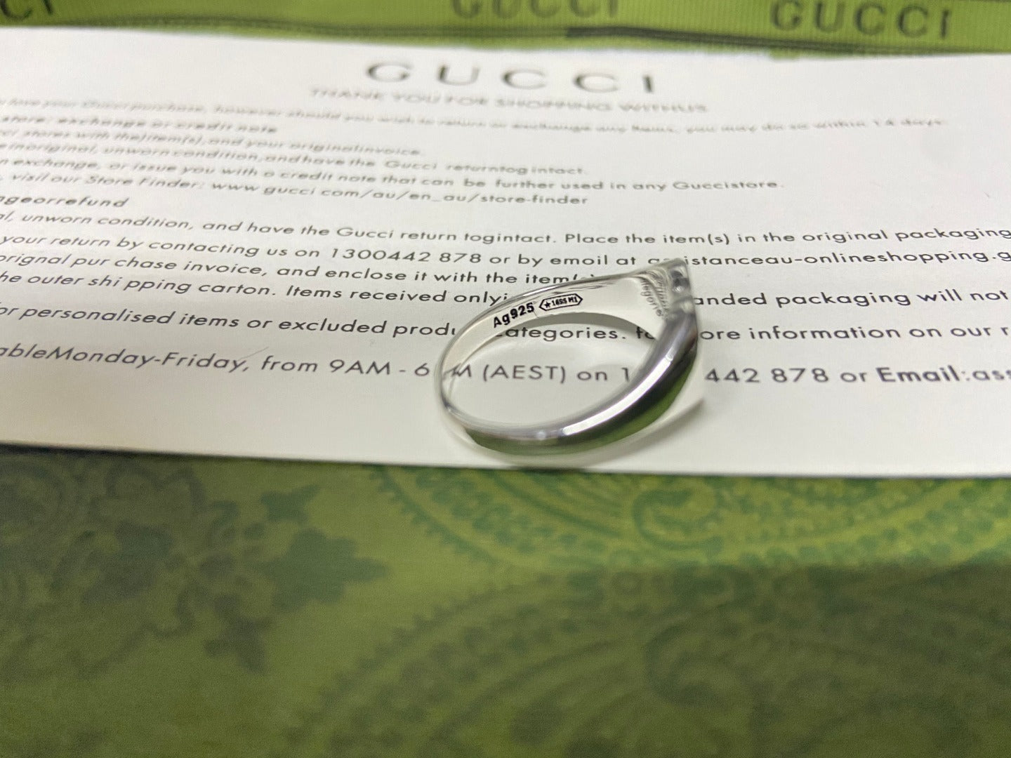 Double G Interlocking G Red Enamel Heart Ring