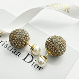 18K CD Diamond & Pearl Gold Earrings