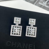 18K CC Diamond Pearl Perfume Earrings