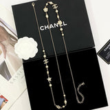 18K CC Long Diamond & Pearl Necklace
