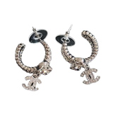 18k CHANEL CC Diamond Pendant Earrings