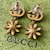 18K Double G Flower Pendant Earrings