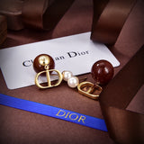18K CD Tribales Brown Resin Pearls Earrings