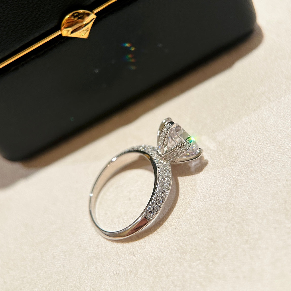 18K T Pave Tiffany Setting Engagement Ring