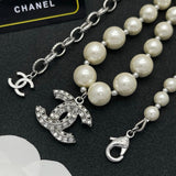 18K CC Pearl Diamond Logo Necklace