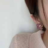 18K CC Pink Flower Gold Earring