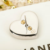18K CC Diamond Heart Gold Earrings