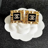 18K CC Black Gold Earrings