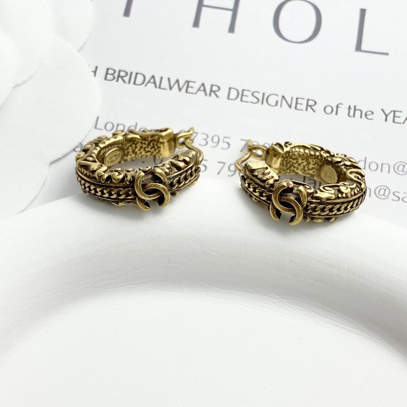 18K CC 24C Vintage Gold Earrings