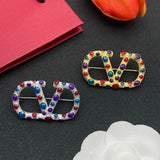 18K Vlogo Color Crystal Brooch