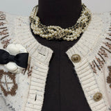 18K CC Pearls Choker Gold Necklace