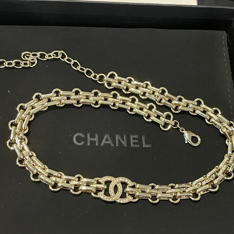 18K CC Pave Diamond Gold Necklace