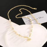18K CD Pearl Chain Necklace