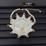 18K CC Pearl Chain Necklace
