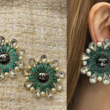 18K CC 26C Crystal Green Earrings