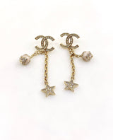 18K CC Star Pearls Earrings