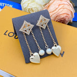 18K Louis Pearl Diamond Drop Earrings