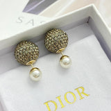 18K CD Diamond & Pearl Gold Earrings