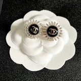 18K CC Vintage Black Diamond Earrings