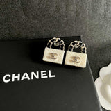 18K CC Color Bag Gold Earrings