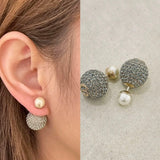 18K CD Diamond & Pearl Gold Earrings