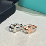 18K T Narrow Pave Ring