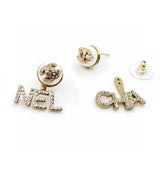 18K CC Diamonds Script Earrings