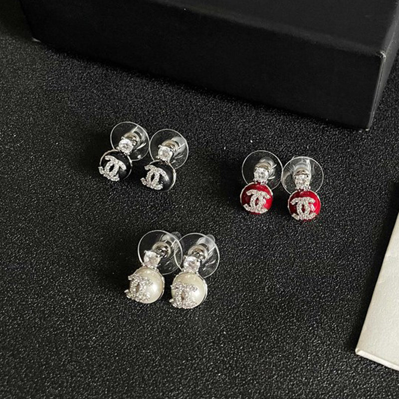18K CC Black Diamond Earrings