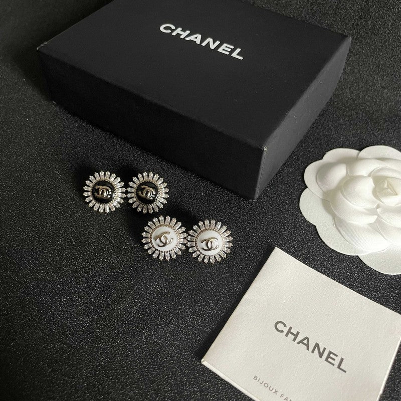 18K CC Vintage Black Diamond Earrings