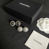 18K CC Vintage Black Diamond Earrings