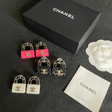 18K CC Color Bag Gold Earrings