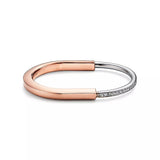 18K T Lock Bangle Half Pave Diamonds Bracelet